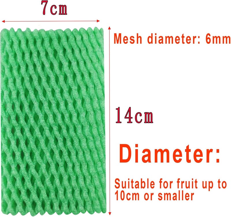 HanyHere 50 Pieces Fruit Protection Bags Foam Mesh Keep Safe Mesh Sleeves for Large Supermarkets, Fruit Shops (Green-14x6cm) - Image 2